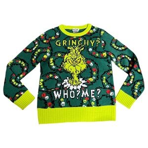GROW YOUR HEART 3 SIZES DR SEUS The Grinch Christmas Sweater Green Boys 6-8Y